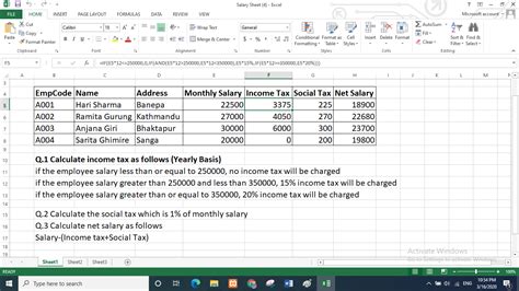 Your marks are 100 subject each. How to calculate salary sheet of employes using Ms-excel ...