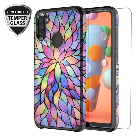 Galaxy A11 Case With Tempered Glass Screen Protector For Girls Women