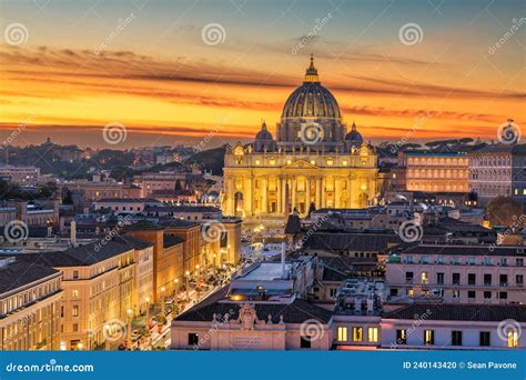 Vatican City At St Peter S Basilica During Sunset Stock Photo Image