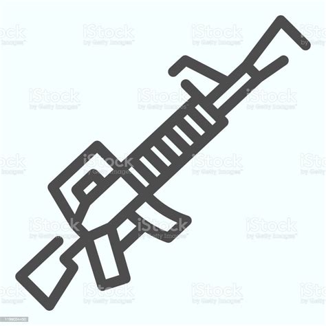 Machine Gun Line Icon Assault Rifle Vector Illustration Isolated On