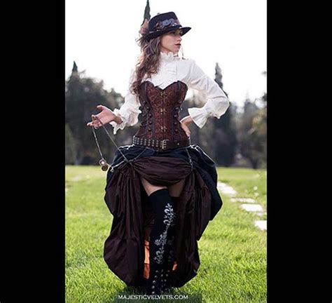 3 pc steampunk victorian brown corset and double bustle long etsy steampunk dress fashion