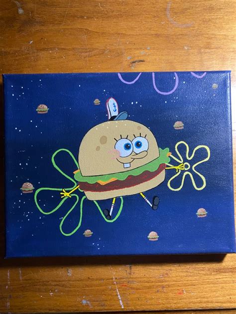 Spongey Patty Mini Canvas Art Diy Canvas Art Painting Spongebob