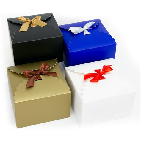 12 Ct Large T Favor Boxes With Satin Ribbons 400gsm Thick Paper T