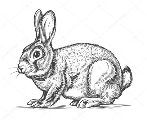 Hand Drawn Vector Rabbit In Engraving Style — Stockvector © Mssa 86022546