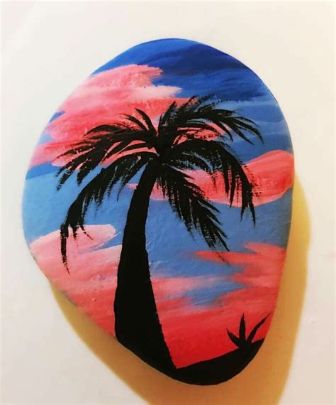 Palm Tree Rock Painting Art Rock Painting Designs Stone Art Painting