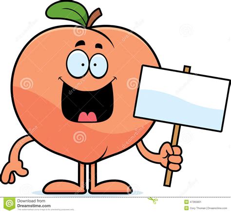 Cartoon Peach Sign Stock Vector Illustration Of Clipart