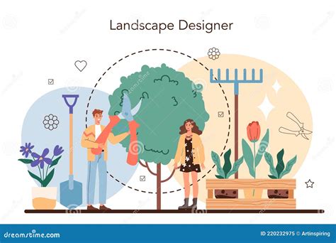 Landscape Designer Concept Idea Of Gardening And Horticultural Design