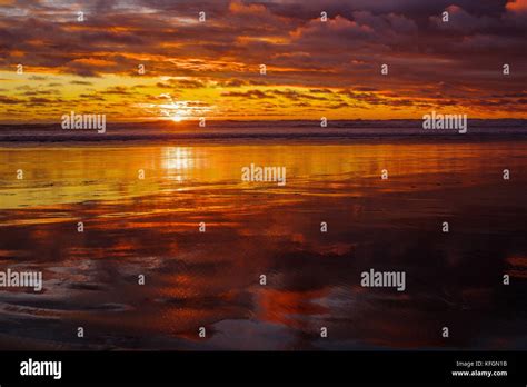 Sunset At Muriwai Beach Auckland Stock Photo Alamy