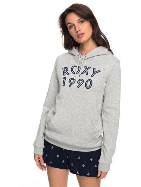 Grey Womens Roxy Hoodies Jumpers And Knitwear Full Of Joy A Logo Hoodie