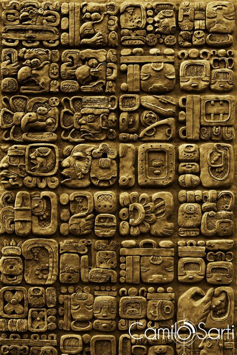 Details Of Maya Glyphs On A Stelae From The Archaeological Site Of D8e
