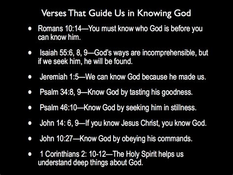 Some Biblical Verses That Guide Us In Knowing God Knowing God