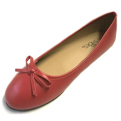 Shoes8teen Sh18es Womens Ballerina Ballet Flats Shoes Leopard And Solids 7 8500 Red Walmart