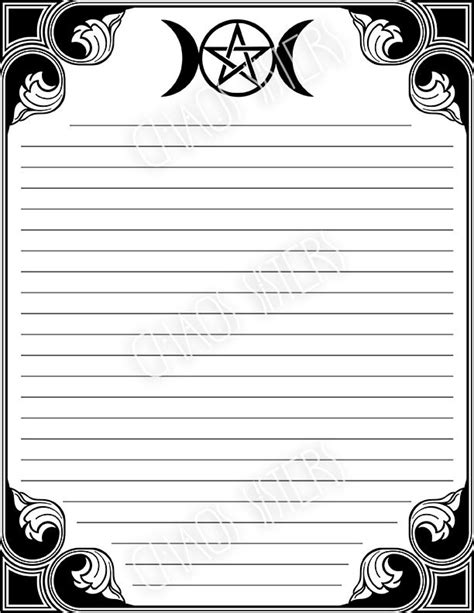 Printable Paper Book Of Shadows Page Lined And Unlined Stationery