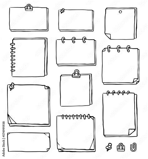 Collection Of Blank Reminder Paper Notes Vector Set Stock Illustration