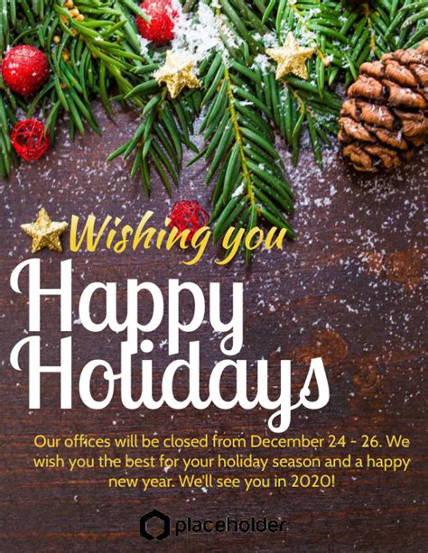 Holiday Office Closure Template Postermywall