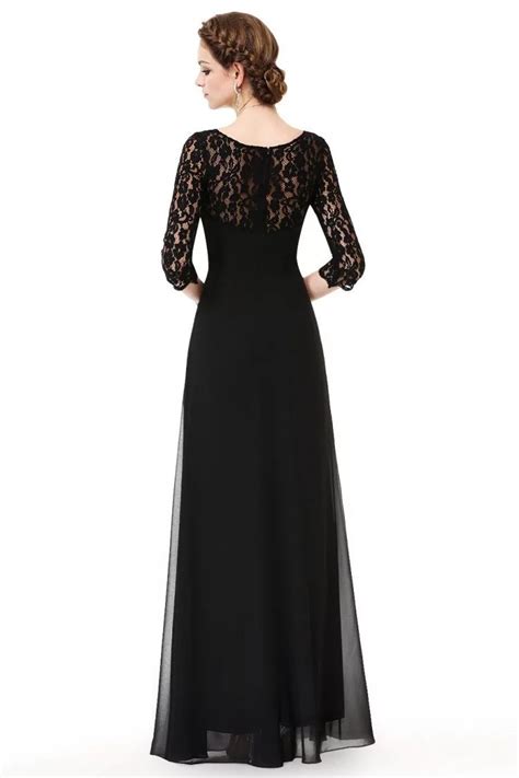 Black Lace Sleeve Long Evening Dress Ep Bk Sheprom Com
