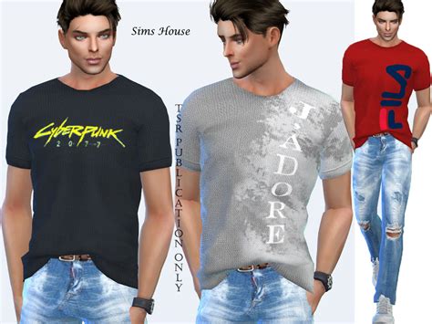 The Sims Resource Mens Logo T Shirt By Sims House • Sims 4 Downloads