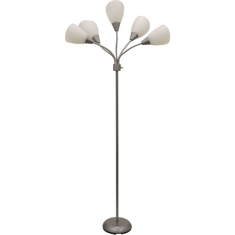 Mainstays 5 Light Multihead Floor Lamp Silver With White Shade And A