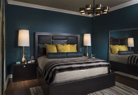 Deep Blue Green Walls With Gold Accents Modern Glam