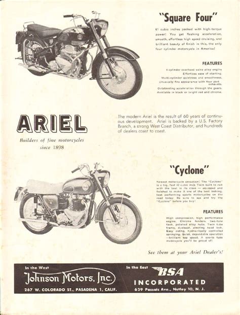 1955 Ariel Square Four And Cyclone Motorcycles 11x14