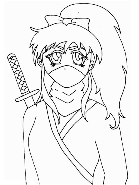 Long Haired Ninja Girl Coloring Page Download And Print