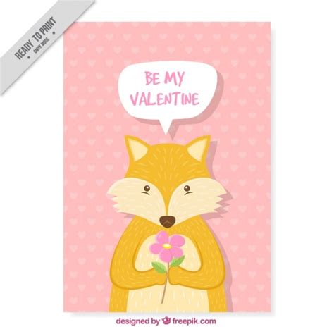 Free Vector Beautiful Greeting Card Of Fox For Valentines Day