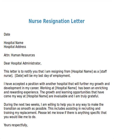 Get 21 Staff Nurse Resignation Letter Sample Pdf