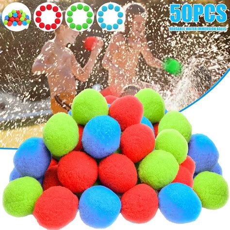 Threns 50pcs Water Balls 2 Inch Soft Cotton Balls Colorful Reusable