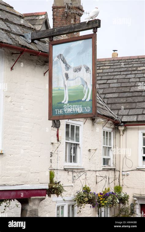 Greyhound Pub Sign Corfe Castle Dorset England Uk Stock Photo Alamy
