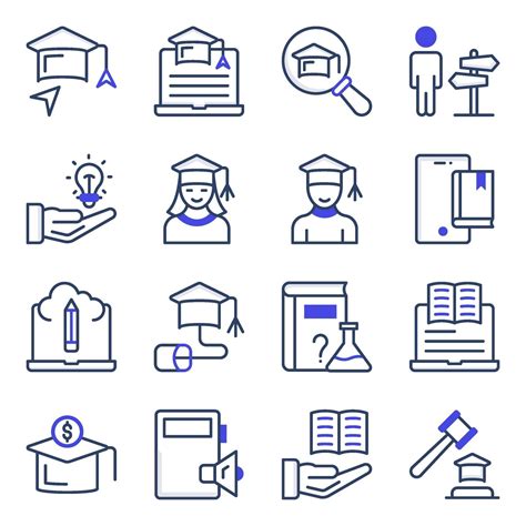 Pack Of Study Flat Icons Vector Art At Vecteezy