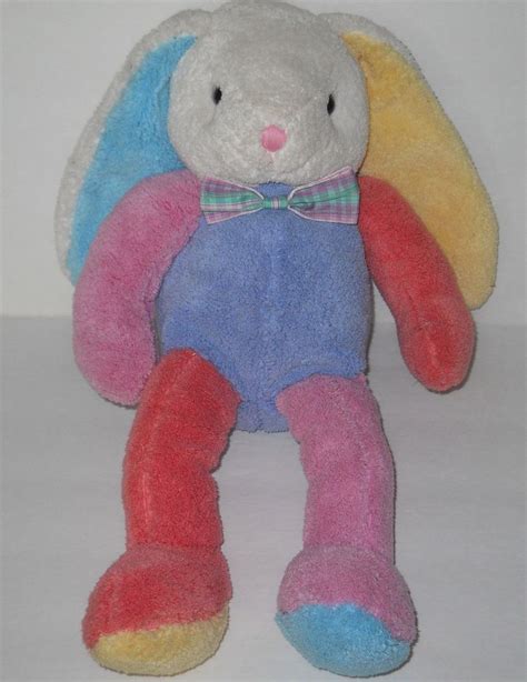 Pastel Baby Bunny Rabbit Terry Cloth Plush Stuffed 15 Pink Blue Yellow