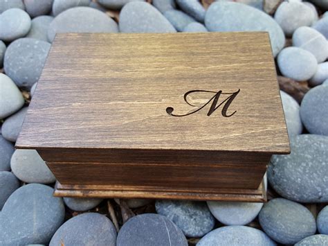 Custom Engraved Jewelry Box With Monogram On Top Monogrammed Gift