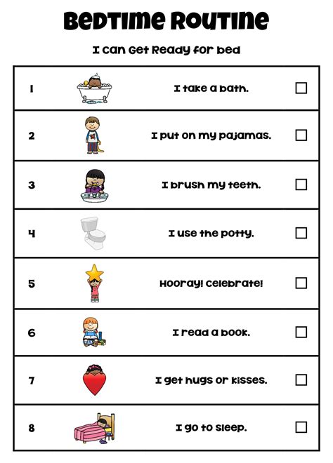 9 Best Images Of Elementary Printable Bedtime Routine Charts School