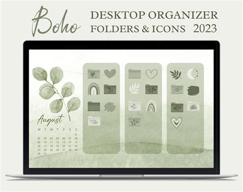 Sage Green Desktop Aesthetic Set 24 Icons Desktop Organizer Wallpaper