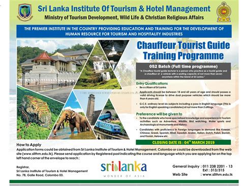 Chauffeur Tourist Guide Training Programme Sri Lanka Institute Of