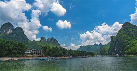 Panorama Of Li River In China Editorial Stock Photo Image Of Scenery