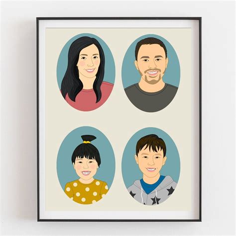 Portrait De Famille Personnalisé Dessin Numérique Etsy