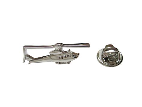 Silver Toned Smooth Helicopter Lapel Pin Flag Design Helicopters