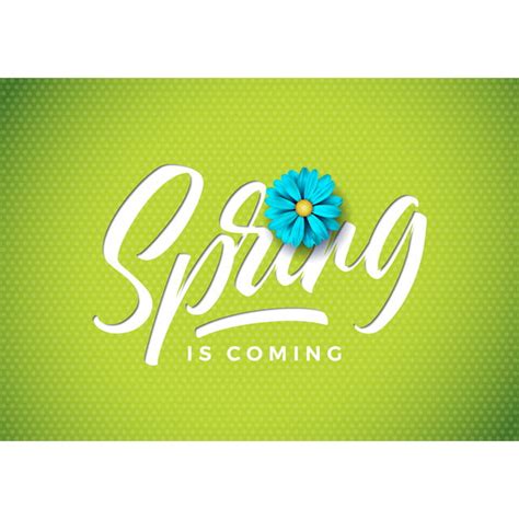 Vector Spring Is Coming Illustration With Beautiful Blue Flower On