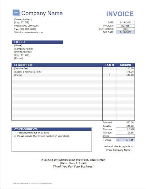 Invoice Template Editable Fillable Pdf Template Excel Etsy