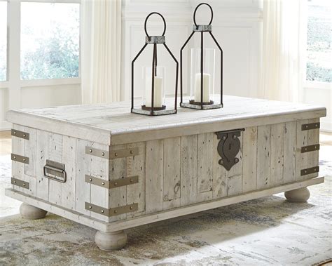 Carynhurst white wash gray lift top cocktail table. Ashley Carynhurst Lift-Top Coffee Table - Furniture World ...