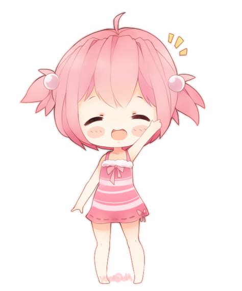 Chibi Kawaii Cute Anime Girl Pink Pinkhair Happy