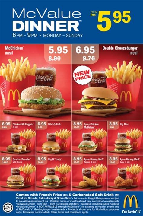 The mcdonald's menu prices are still at the very low end of the restaurant segment, but in recent years prices have increased due to the rising cost of. Food Street: McDonald's McValue Dinner from RM5.95