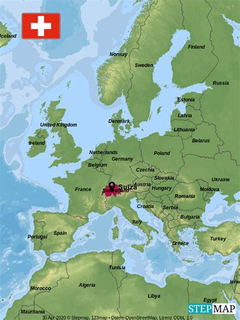 StepMap el mapa del suiza Landkarte für Europe
