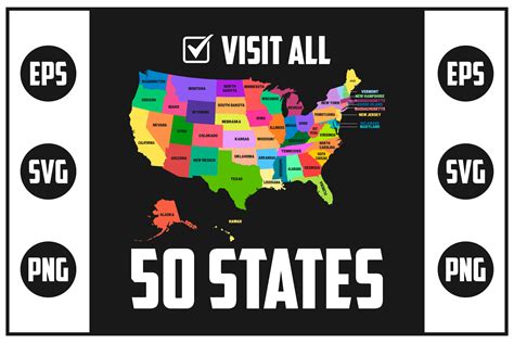 Visit All 50 States Illustration Par The Design Factory · Creative Fabrica