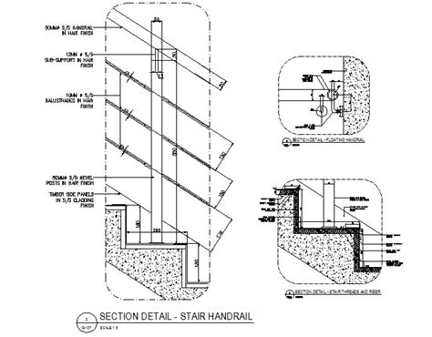 Section Stair Hand Rail Detail Dwg File Cadbull
