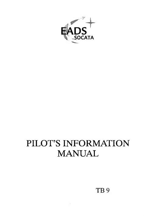 Socata Tampico Tb9 Aircraft Manual Deluxe Manuals Online