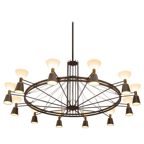 Large Chandelier With Brass And Glass Bulbs At 1stdibs
