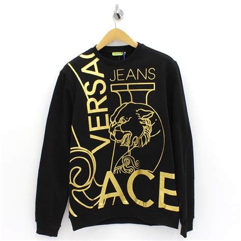 Versace Jeans Couture Gold Tiger Print Black Sweatshirt Mens From