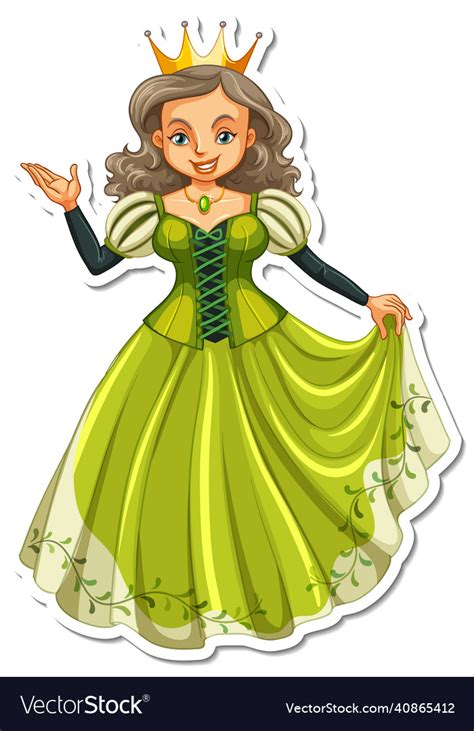 beautiful queen cartoon character sticker vector image